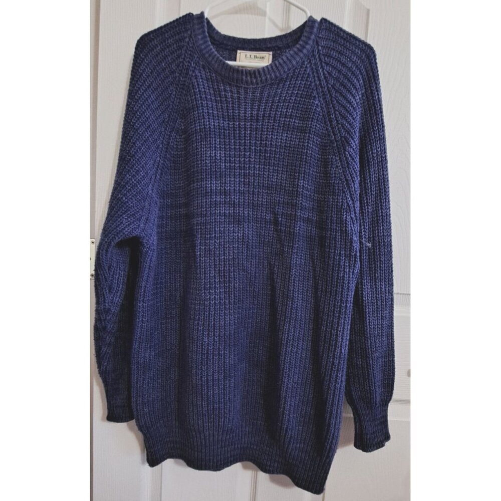 Vintage L.L.Bean Men's L Blue Long Raglan Sleeve Vintage Cotton Pullover Sweater